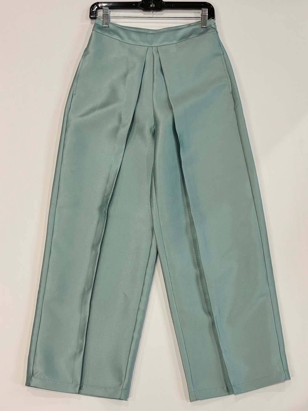La Fuori Wide Leg Satin Pants - Seafoam Green